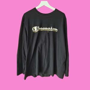 Champion Black Tee with Gold Logo